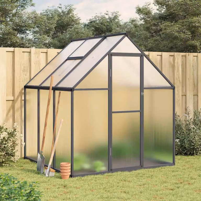 vidaXL Telaio Serra in Alluminio Antracite con Copertura in Policarbonato Trasparente L/P/H: 169 x 169 x 195 cm