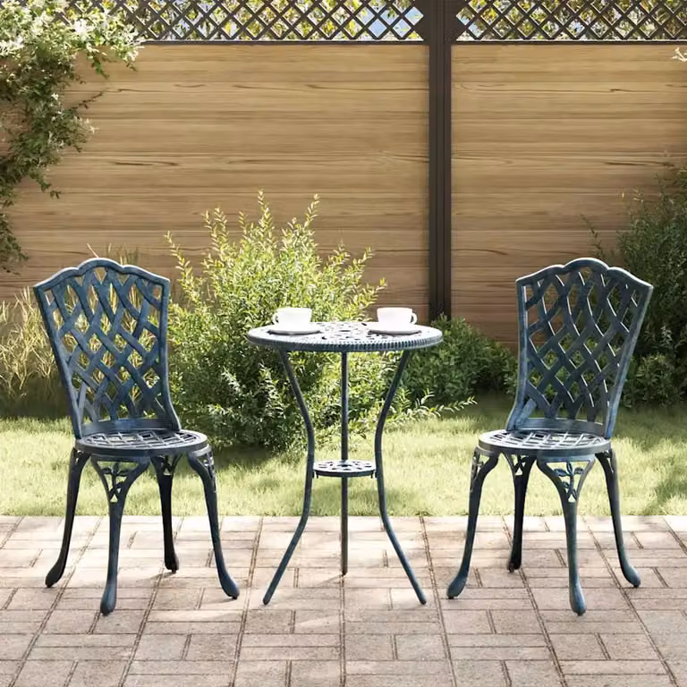 Set Bistro da Giardino vidaXL in Alluminio Verniciato Verde Opaco, 3 Pezzi