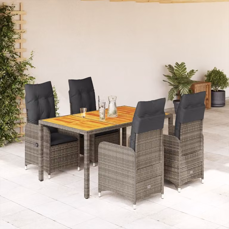 Maison Exclusive - Set da giardino bistrot 5 pezzi con cuscini grigio in polyrattan