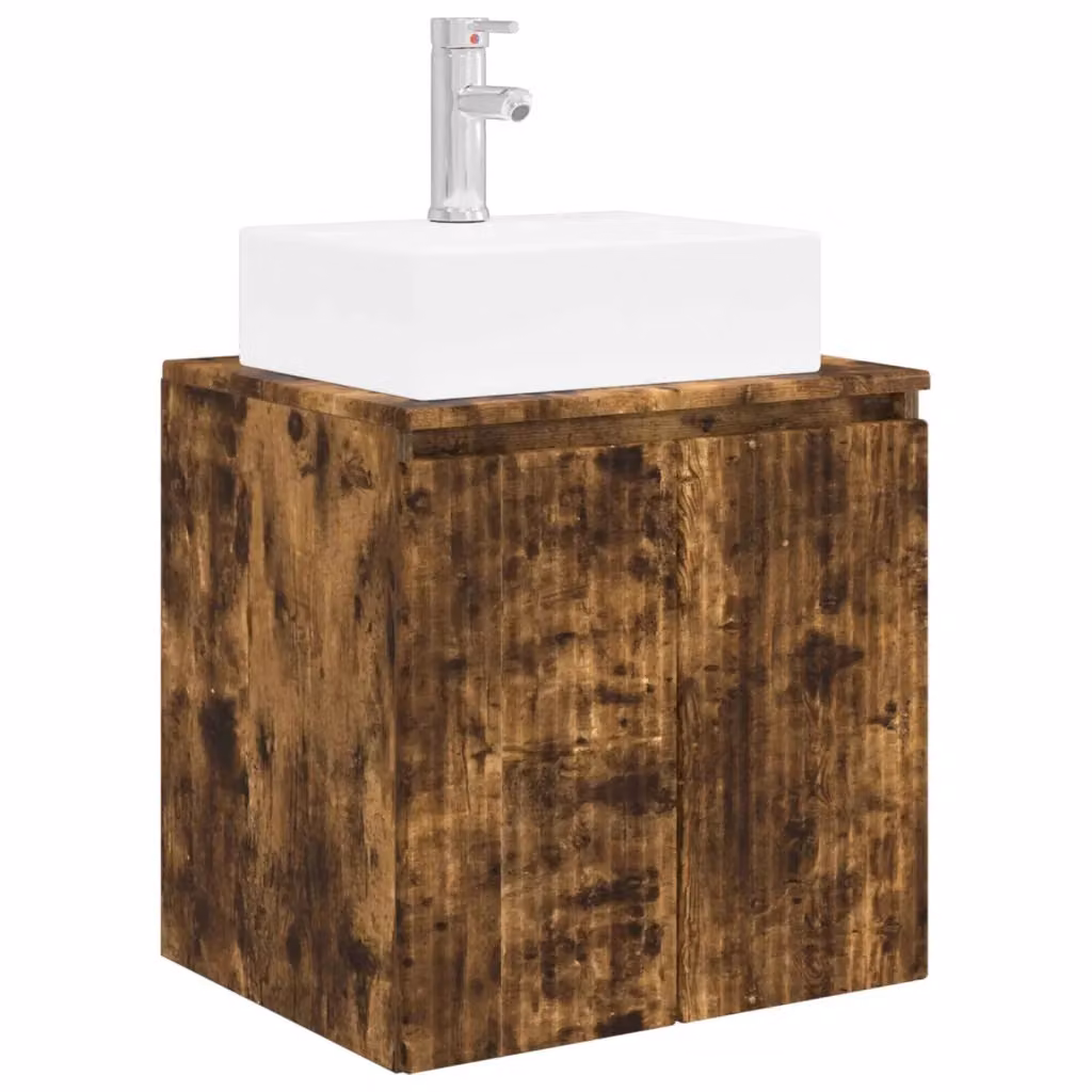Mobile Lavabo da Parete Moderno vidaXL in Legno Marrone Opaco L: 49,5 cm, P: 41,0 cm, H: 62,5 cm – 2