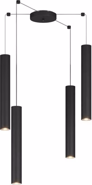 Lampadario Industrial-Minimal Xeana Metallo Nero 4 Luci Gu10