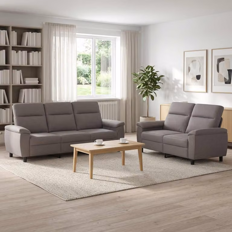 Set di 2 divani moderni vidaXL in tessuto beige e grigio con struttura in metallo per il tuo soggiorno