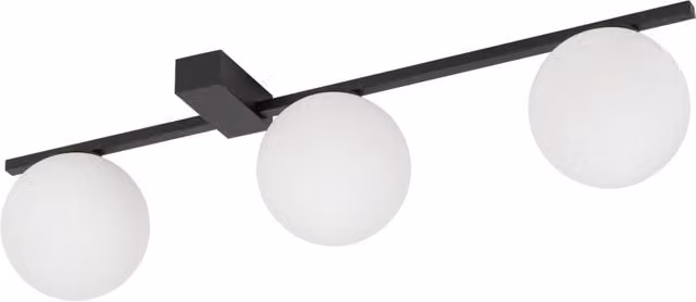 Plafoniera e applique Nowodvorski Lighting PIK con 3 sfere in vetro bianco e dettagli in alluminio, attacco G9