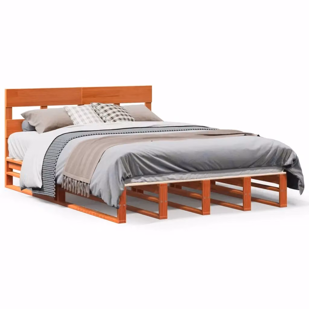 Letto in legno di pino vidaXL marrone cera stile rustico L 120 x P 192 cm – 2