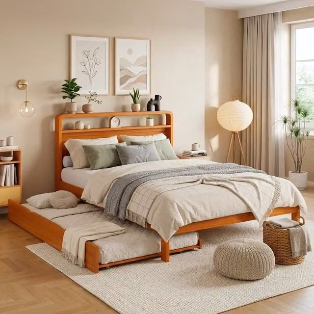 letto in legno naturale 140x200 cm