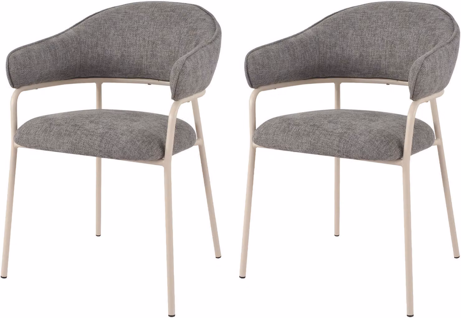 Rebecca Mobili Sedie Cadetia 82,5x57x56,5 Tessuto Poliestere Acciaio Grigio Bianco Moderno SET 2 pezzi