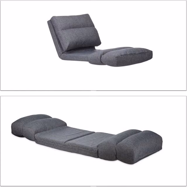 Chaise longue materasso pieghevole flessibile 194 x 60 x 13 cm comfort seduta regolabile in poliestere grigio 13_0005417