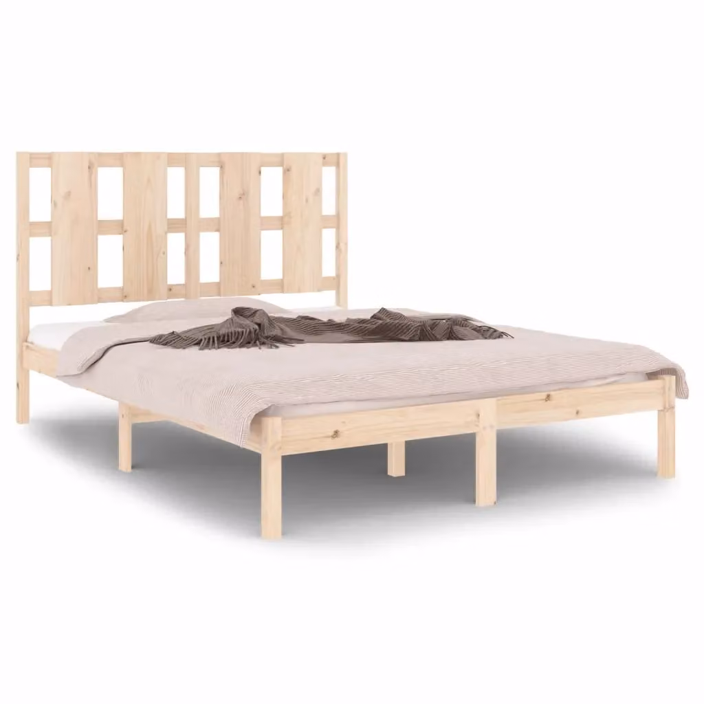 Giroletto matrimoniale vidaXL in legno massello di pino rustico con doghe fisse L: 140,5 cm, P: 195,5 cm – 2