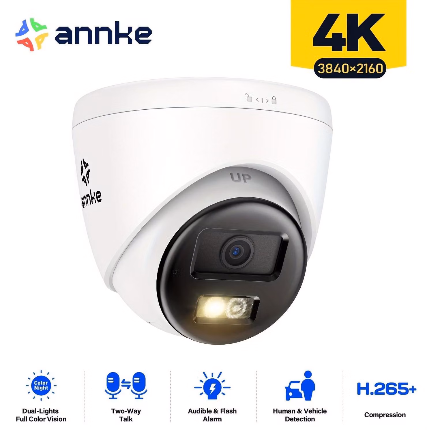 Kit di telecamere di sicurezza - Telecamera 4K - Telecamera UHD - Telecamera per esterni - Telecamera per interni - Visione notturna a colori