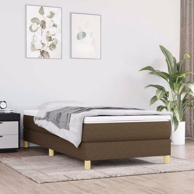 Letto Ibrido vidaXL con Giroletto a Molle e Materasso in Tessuto Marrone e Bianco L/P: 100 x 200 cm