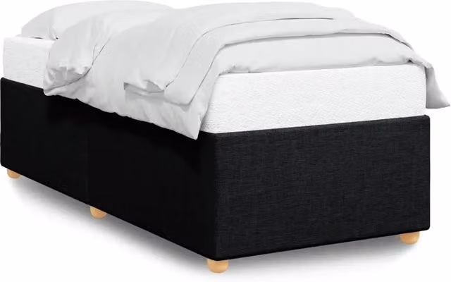 Letto singolo per adulti Design In nero in tessuto con struttura in legno e doghe in legno L 200 x L 90 cm