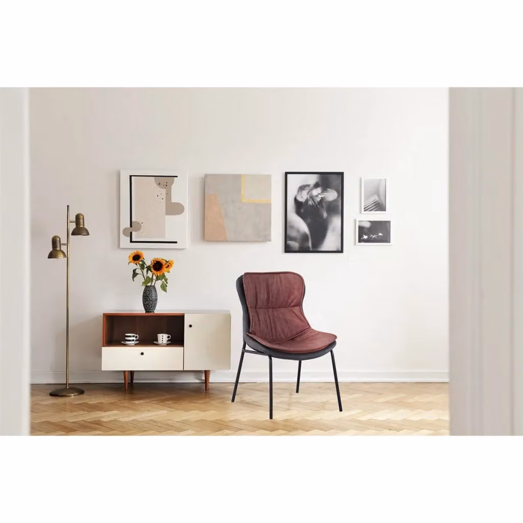 Sedia di design moderna KENDRA HOME in ecopelle marrone, grigio e nero – 2