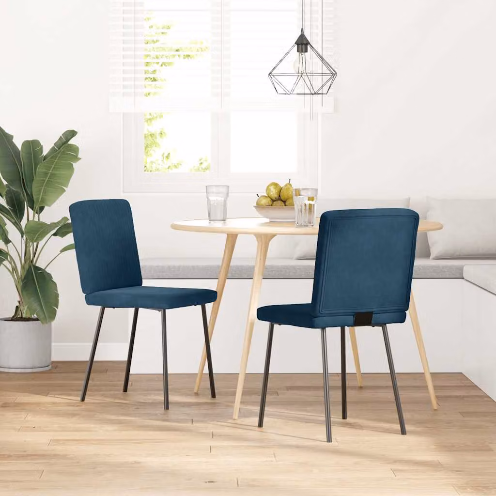 Set di 2 sedie da pranzo vidaXL in velluto blu con design moderno per soggiorno e cucina