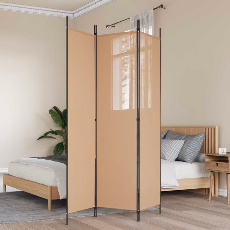 Paravento a 3 pannelli vidaXL in tessuto beige, L: 150 cm, H: 200 cm