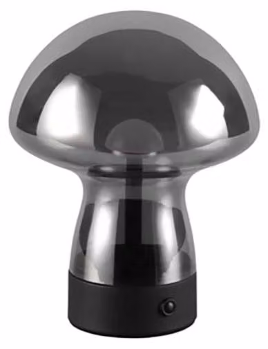 Lampada da tavolo a LED, nera, vetro fumé, touch dimmer, H 18 cm