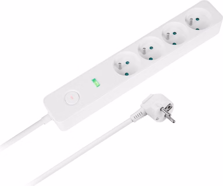 Presa di corrente a 4 vie Rebel con blocco di sicurezza per bambini, interruttore, cavo da 3 m, 3500 W