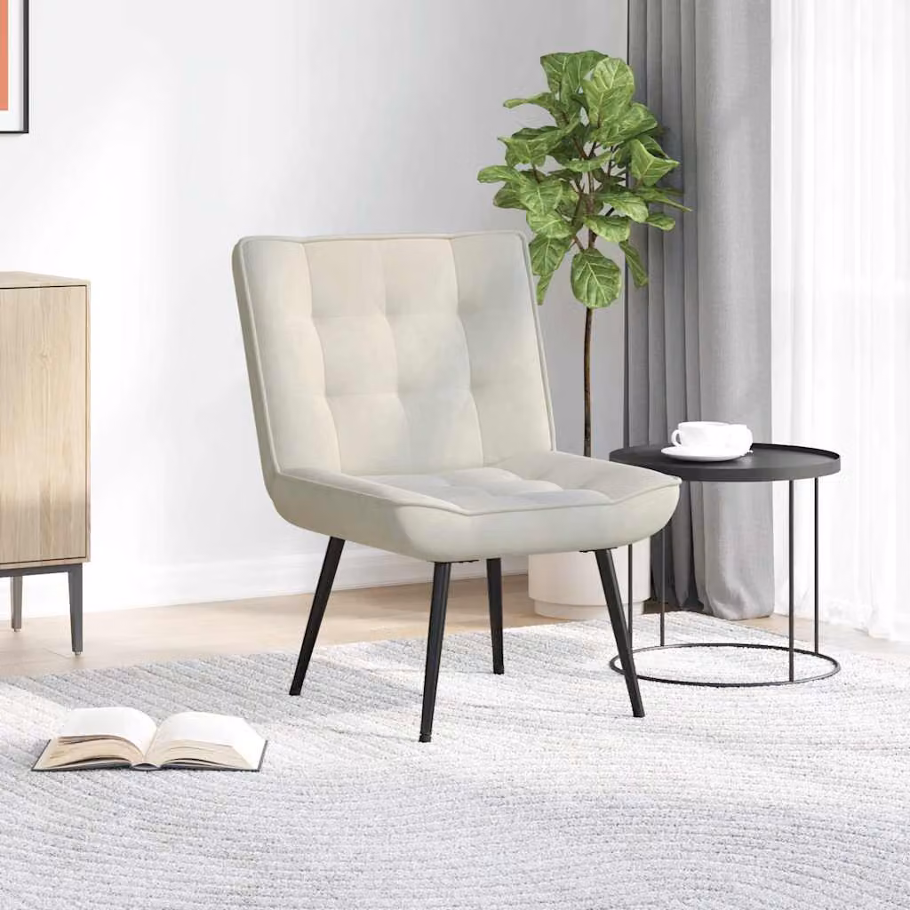 Poltrona Relax vidaXL in Velluto Beige con Braccioli L/P/H: 64 x 74 x 84 cm