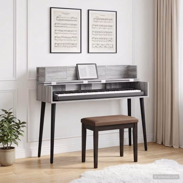Scrivania da studio moderna vidaXL in MDF laminato grigio L 110 cm x P 40 cm x H 19,5 cm