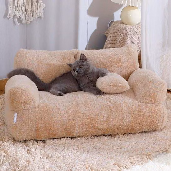 Cuccia per cani e gatti - Comfortevole e rilassante - Supporto ortopedico - 65 x 43 x 27 cm - Beige
