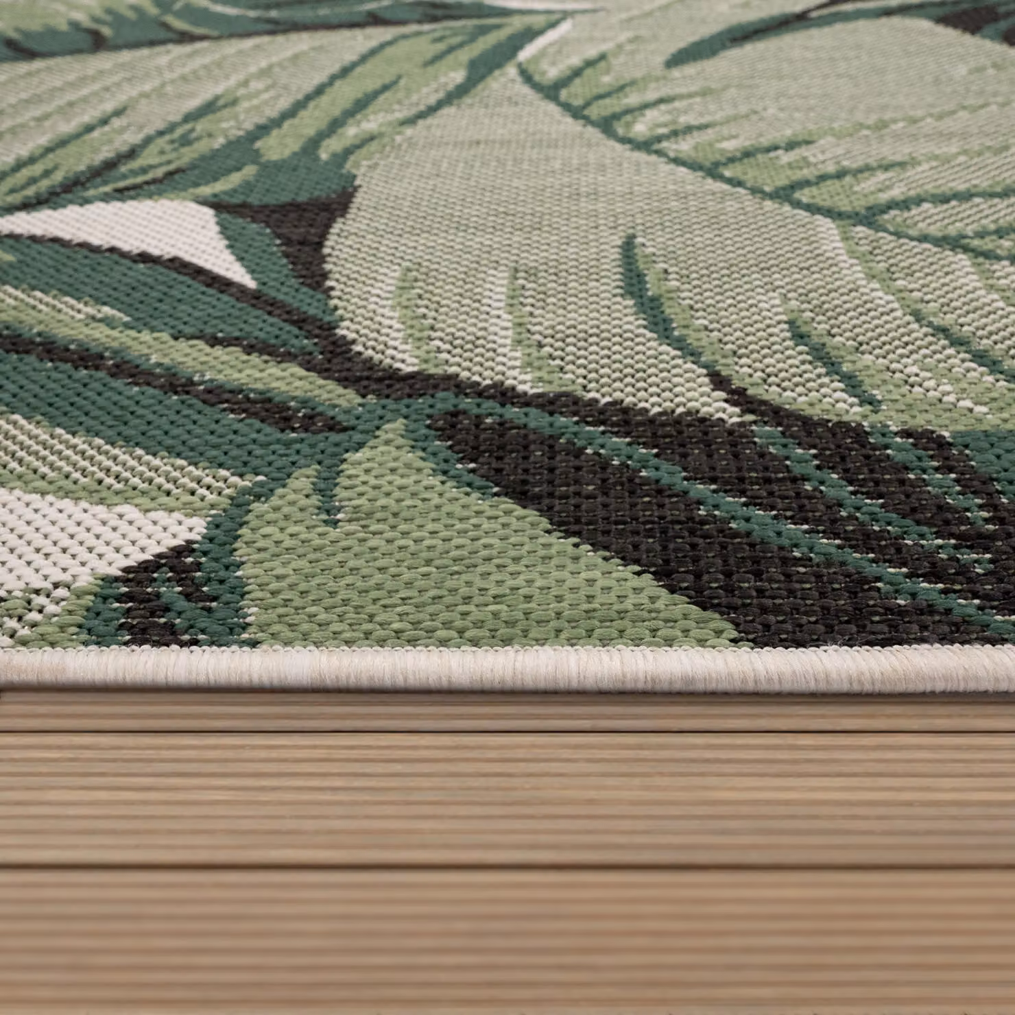 Tappeto rotondo Ostenza verde per interni ed esterni con motivo floreale, Diametro: 120 cm – 4