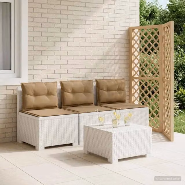 Divano da giardino 3 posti con cuscini in look rattan 3 posto 8011986