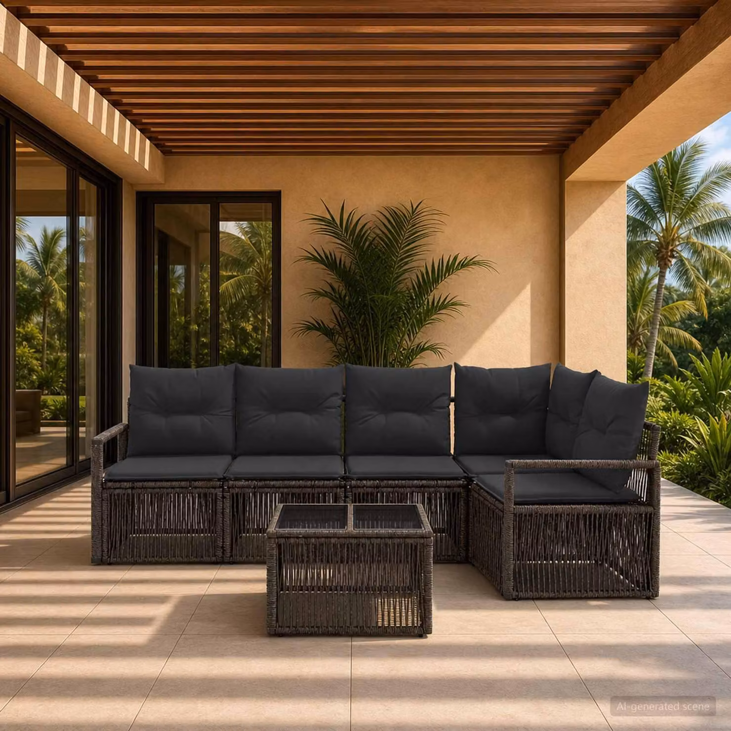 Maison Exclusive - Set da giardino composto da 6 pezzi, divano, colore grigio, realizzato in rattan sintetico
