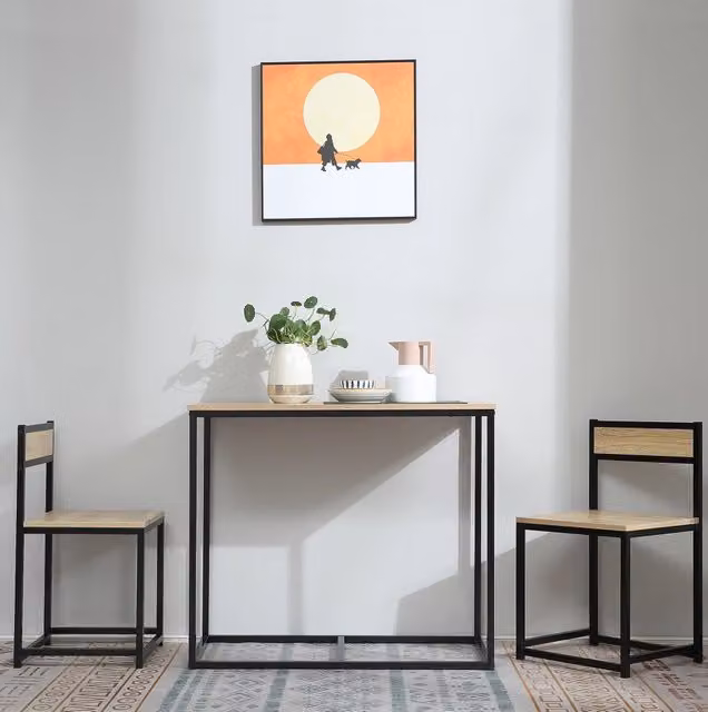 Set tavolo da pranzo con 2 sedie in effetto rovere chiaro
