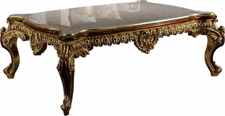 Casa Padrino tavolino barocco bianco / crema / rosso / oro 130 x 85 x h. 50 cm - Nobile tavolino da salotto in legno massiccio in stile barocco - Magnifici mobili barocchi