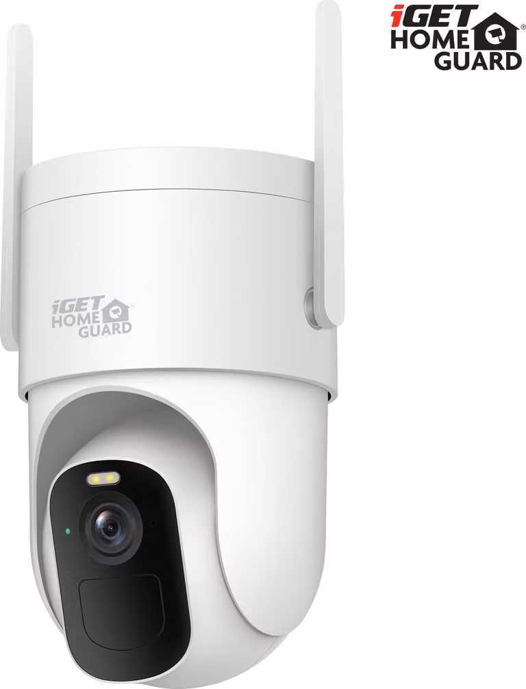 iGET HOMEGUARD HGWBC358 - Telecamera rotante WiFi IP 2K alimentata a batteria, visione notturna, audio bidirezionale, IP66