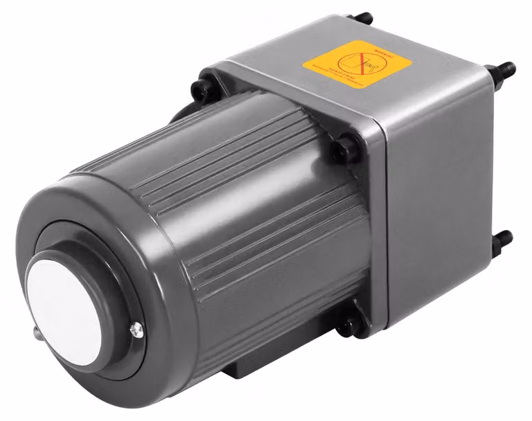 Motore a ingranaggi con regolatore di velocità - Motore asincrono da 40W - Rapporto di trasmissione 15:1 - Velocità di uscita 0–90 giri/min - Albero di diametro 12 mm - Lega di alluminio - Grigio