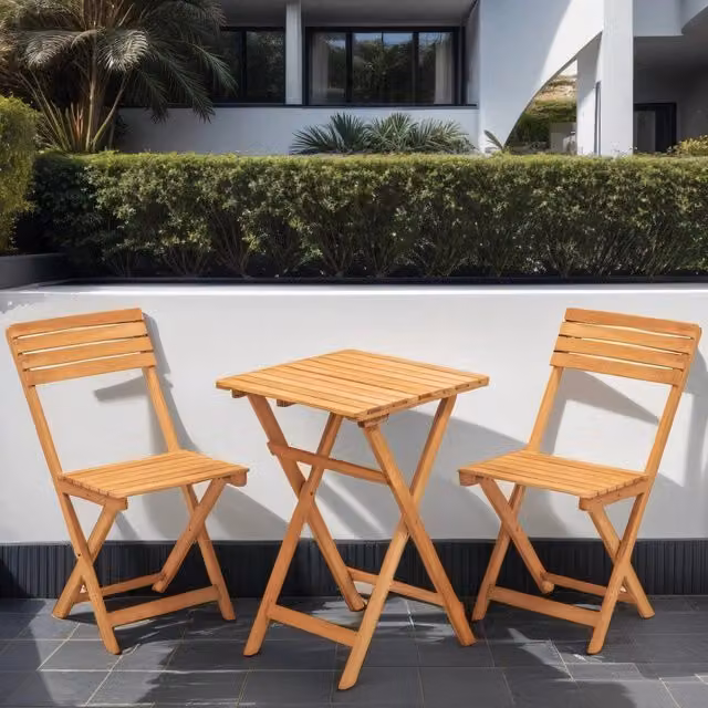 Set Tavolo e 2 Sedie DMORA Moderno in Legno Marrone per 2 Persone