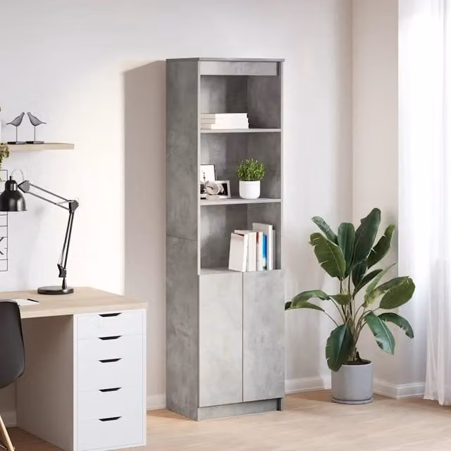 Credenza Buffet Armadio da Cucina Design Mania Grigio Cemento in Legno Multistrato L: 50 cm, P: 35 cm, H: 180 cm