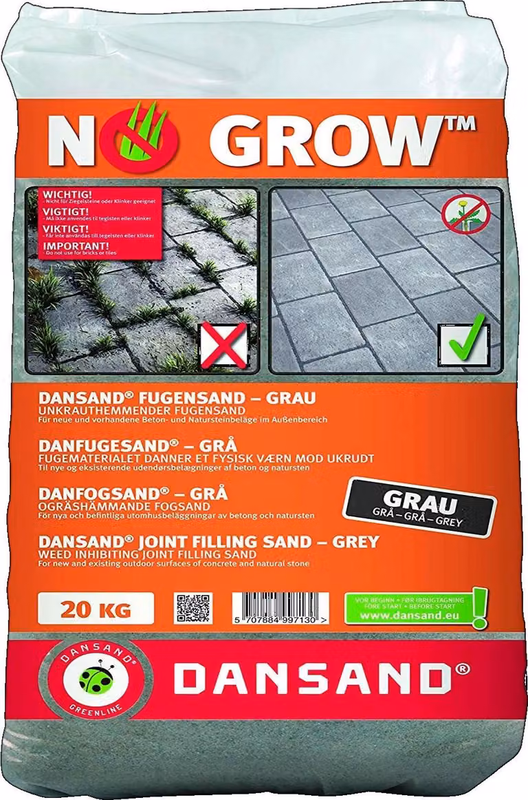 20 kg di malta per fughe DANSAND NoGrow, colore grigio