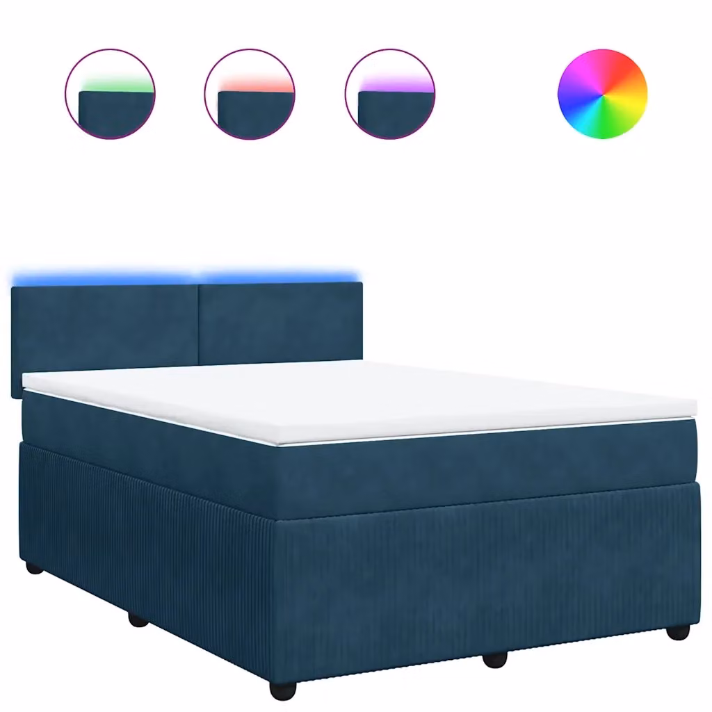 Letto Ibrido con Materasso in Velluto Blu e Bianco vidaXL L: 160 cm, P: 200 cm – 2