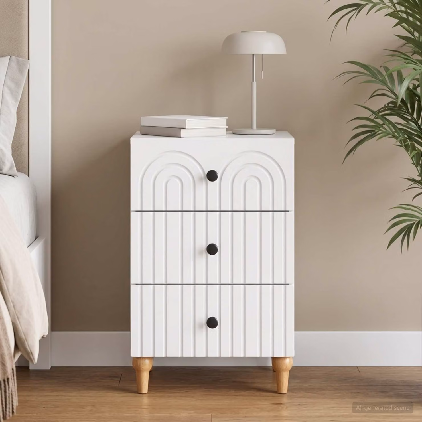 Armadio da notte vidaXL bianco moderno in legno ingegnerizzato e metallo L/P/H: 43 x 41 x 66,5 cm