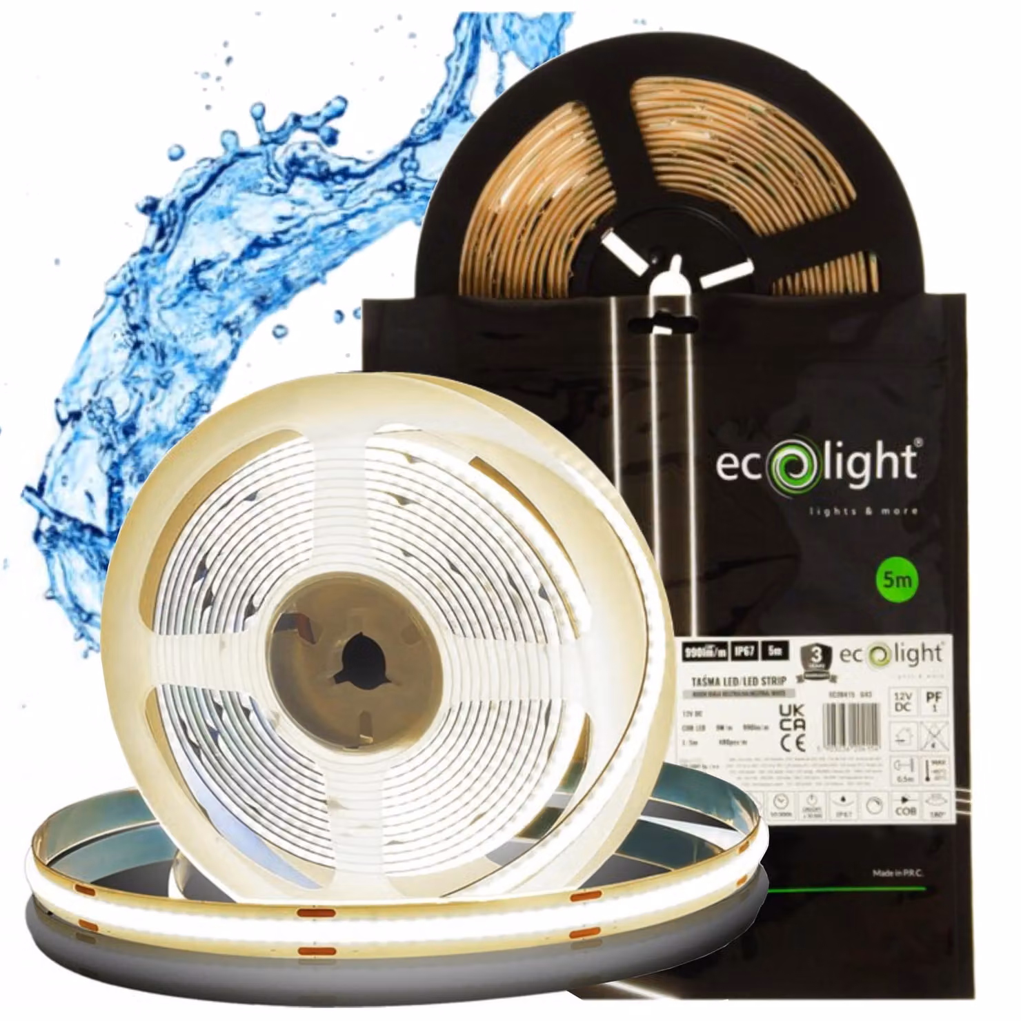 Striscia LED COB, 5 metri, 45W, 12V DC, illuminazione LED neutra per il bagno