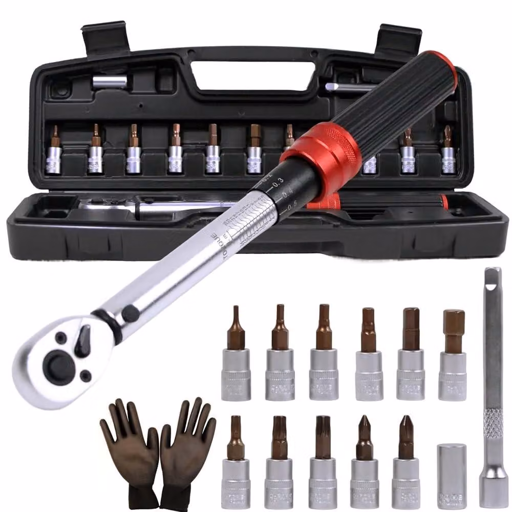Set di chiavi dinamometriche da 1/4 di pollice - 3-25 Nm, con inserti e prolunga