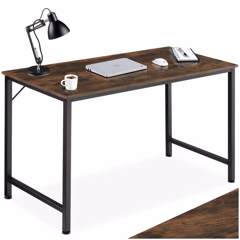 Scrivania industrial tectake in legno e metallo marrone L: 140 cm, P: 60 cm, H: 75,5 cm