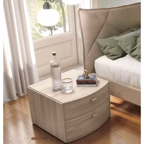 Comodino in legno 2 cassetti S75 Poker 10 Curvo