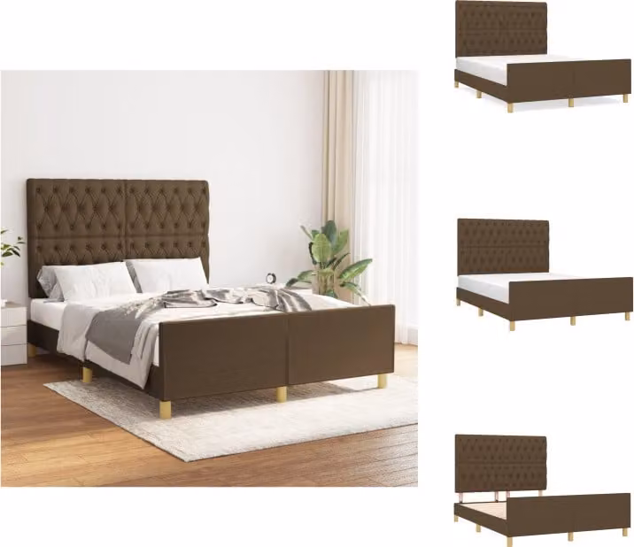 vidaXL Struttura letto con testiera in tessuto marrone scuro 140x200 cm - Letti e strutture letto