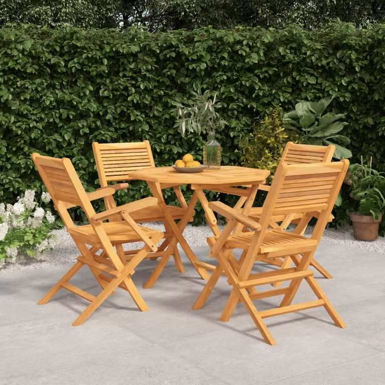 Maison Exclusive - Set da pranzo da giardino in teak massiccio, 5 pezzi