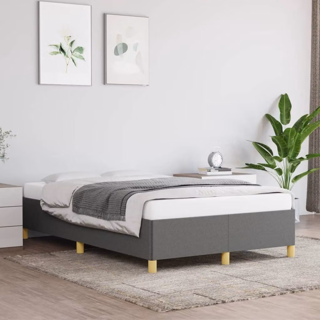 The Living Store Struttura letto grigio scuro 120x200 cm in tessuto