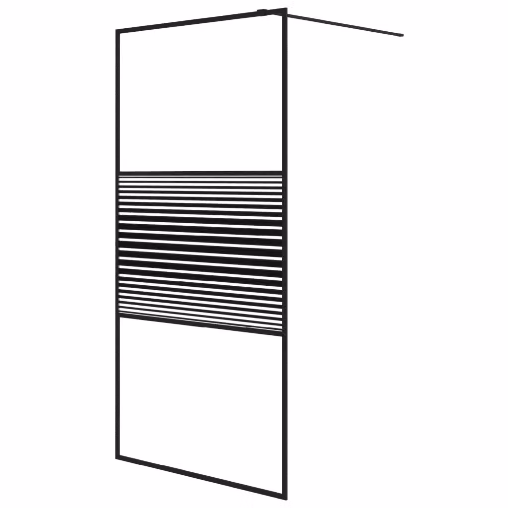 Parete Doccia Walk In vidaXL Rettangolare in Vetro Trasparente e Nero L: 100 cm, H: 195 cm – 2