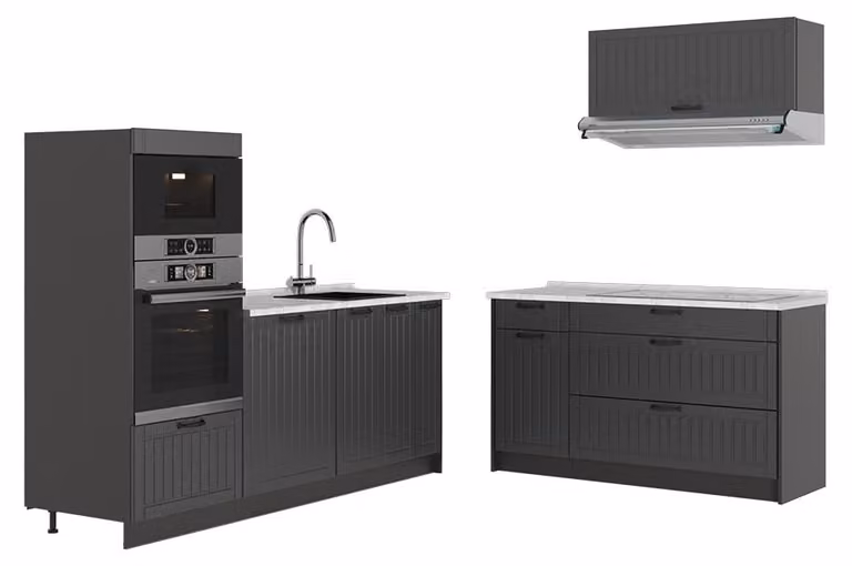 Cucina Vicco Fame-Line Grigio scuro/Antracite 340 cm, PL Marmo, Model 63859