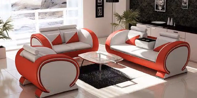 Sofagarnitur Ledersofa Sofa mit USB Polster Leder Garnitur Couchen Sofas 3+2+1