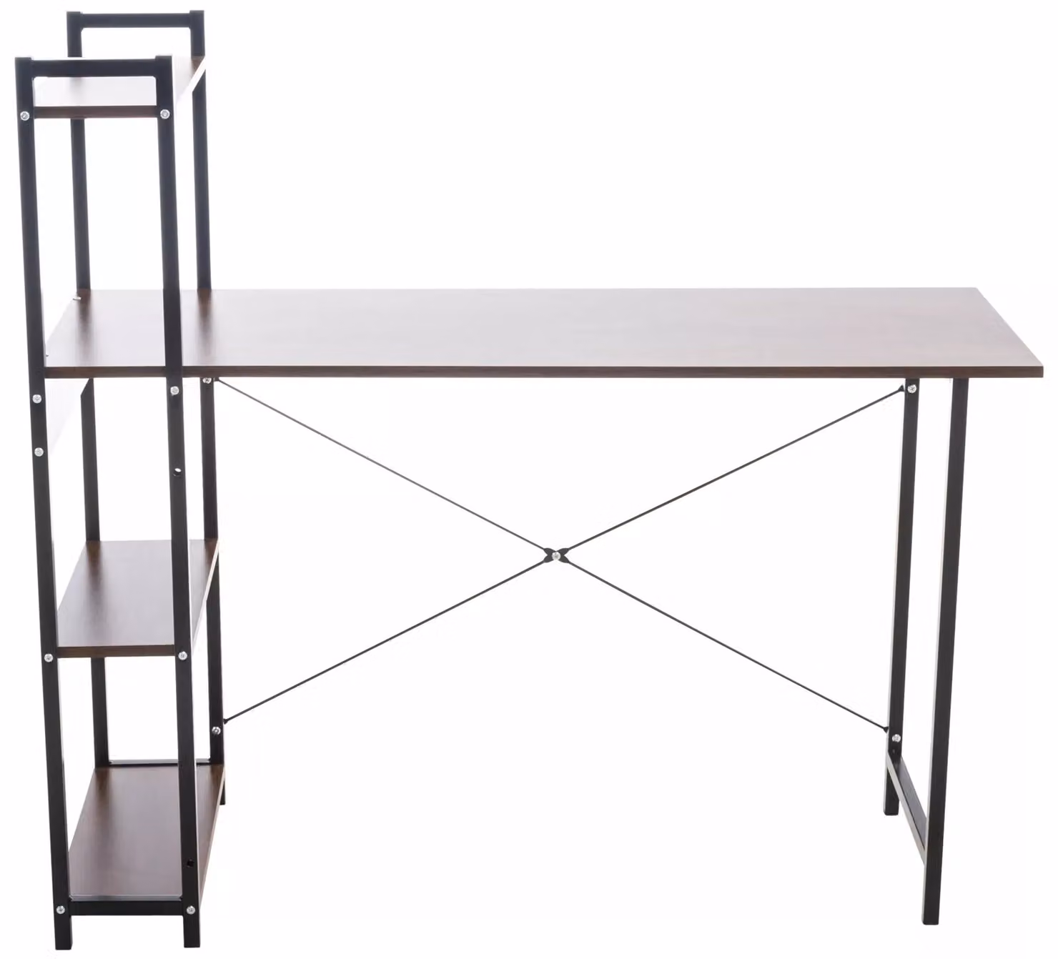In And OutdoorMatch Scrivania Audra - con ripiano - Piano in MDF - Struttura in metallo nero - 44x120x111cm -