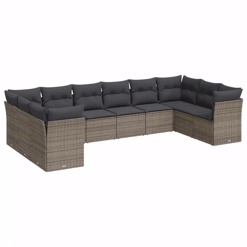 vidaXL Set Divano da Giardino a L con Cuscini Grigio in Polyrattan e Metallo – 2