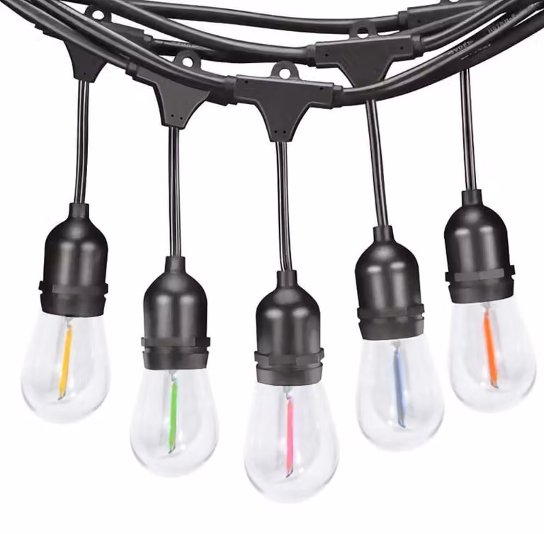 Catena luminosa solare, lunghezza 7,5 metri, 10 lampadine RGB, dimmerabile, grado di protezione IP65