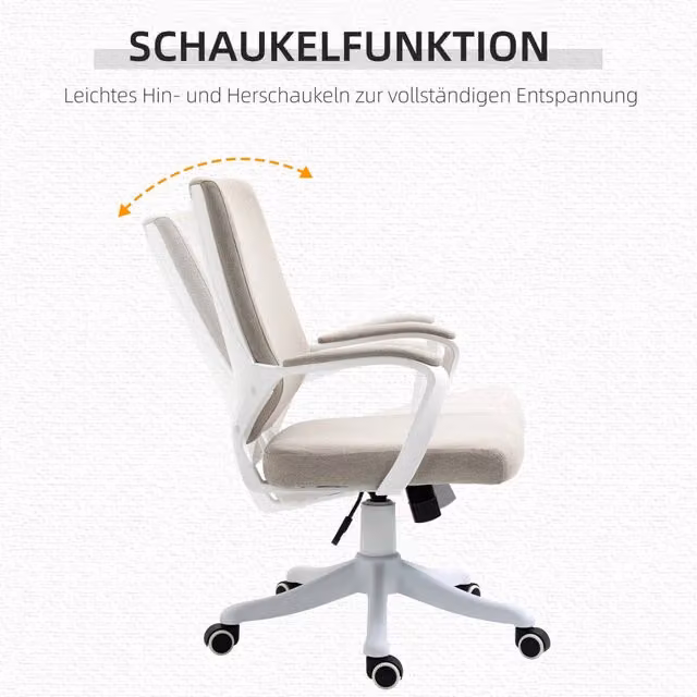 Sedia da ufficio ergonomica REDOM beige con supporto lombare, braccioli e rotelle, L/P/H: 62 x 69 x 92-100 cm