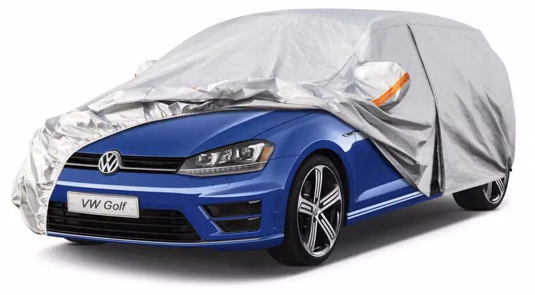 Copertura antipolvere per auto, impermeabile e traspirante, compatibile con VW Golf MK5/6/7/8 (2003-2025), colore argento, 6 strati, ideale per la conservazione in garage